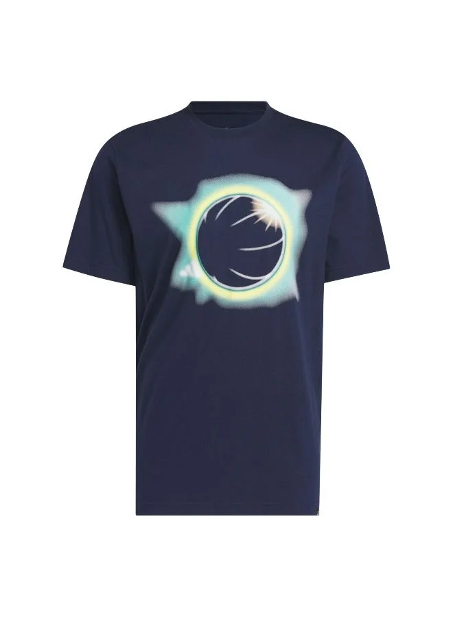 Adidas Adidas Novelty Tee 3 Blue Graphic Tee (Short Sleeve) T-Shirts For Men